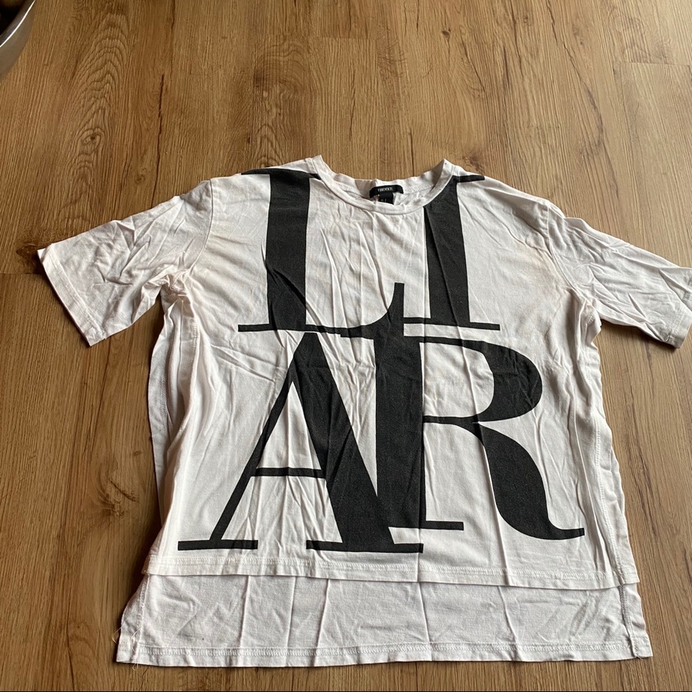 3 for 12 | F21 Black and White Graphic tee oversized top size Small - Picture 3 of 6